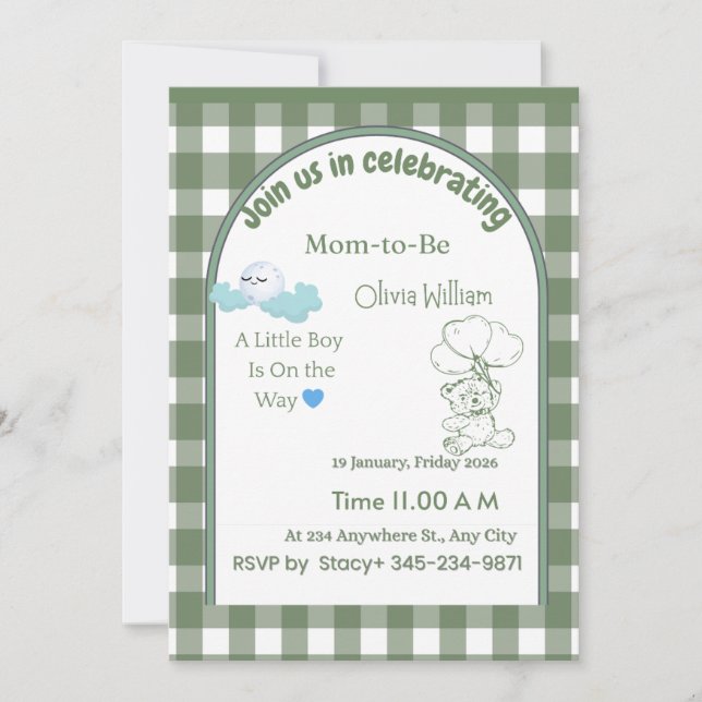 Faire-part de Baby Shower | Design Élégant Neutre (Devant)