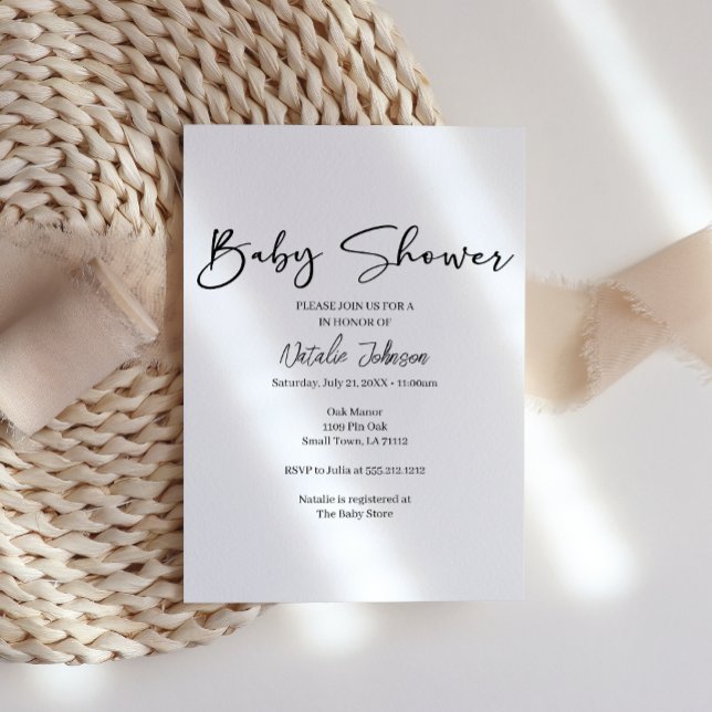 Faire-part de Baby Shower écriture simple moderne  (Créateur téléchargé)