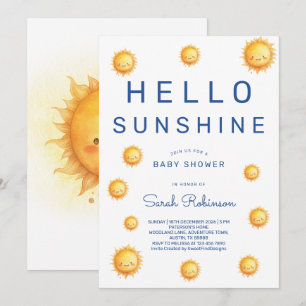 Faire-part de Baby Shower Editable Hello Sunshine