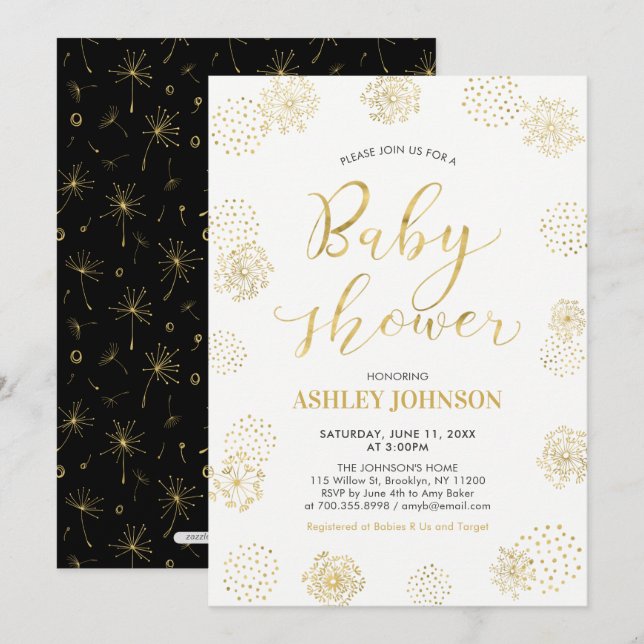 Faire-part de Baby Shower élégant avec typographie (Devant / Derrière)