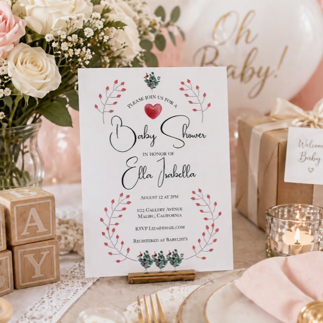 Faire-part de Baby Shower Élégant Fleurs en forme  (Créateur téléchargé)