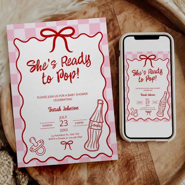 Faire-Part de Baby Shower "Elle est Prête à Accouc (shes ready to pop baby shower
ready to pop invitation
baby shower invitation girl
pink baby shower )
