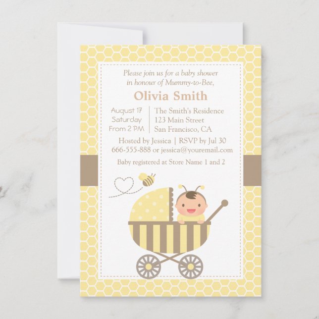 Faire-part de Baby Shower en forme de Rucher et de (Devant)