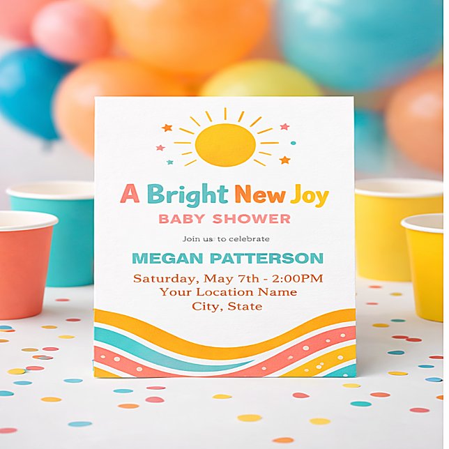 Faire-part de Baby Shower ensoleillé | Moderne et  (Créateur téléchargé)