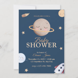 Faire-part de Baby Shower Espace Céleste   Étoile 