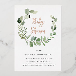 Faire-part de Baby Shower Eucalyptus Moderne Simpl