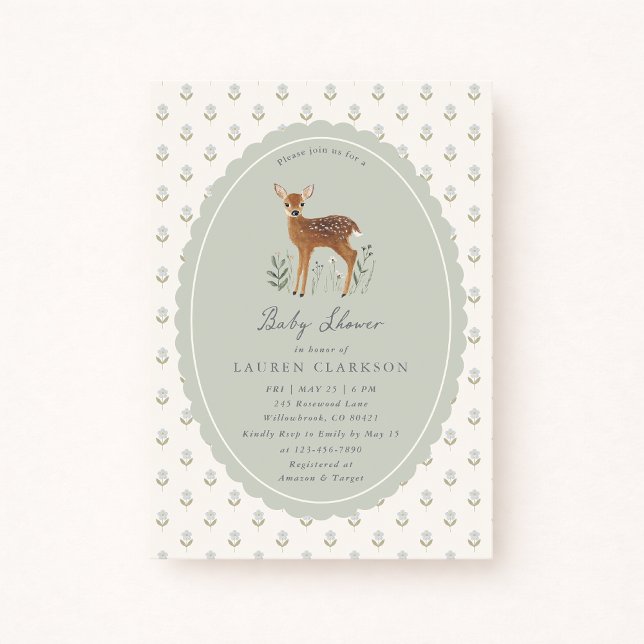 Faire-part de Baby Shower Fawn Conte de la Forêt V (Créateur téléchargé)