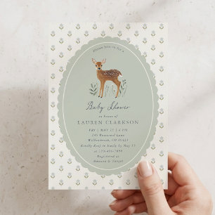 Faire-part de Baby Shower Fawn Conte de la Forêt V