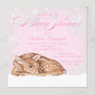 Faire-part de Baby Shower Fawn de Cerf Hiver Merve