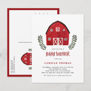 Faire-part de Baby Shower Ferme Rustique Aquarelle