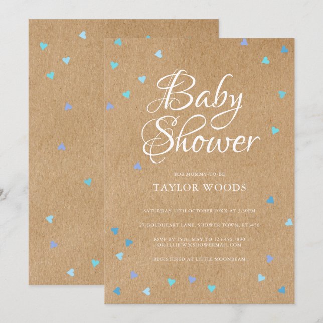 Faire-part de Baby Shower/Fête Prénatale Rustique  (Devant / Derrière)