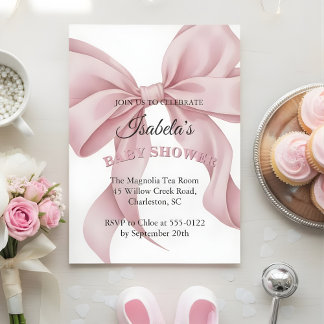 Faire-part de Baby Shower Fille Arc-en-Ciel Rose C