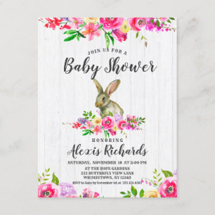 Faire-part de Baby Shower Fille au thème floral de