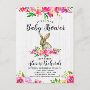 Faire-part de Baby Shower Fille au thème floral de