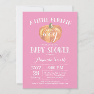 Faire-part de Baby Shower Fille Automne Citrouille