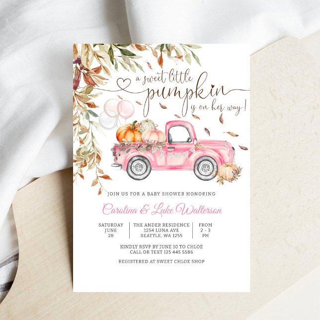 Faire-part de Baby Shower Fille Camion Citrouille (Créateur téléchargé)