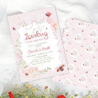 Faire-part de Baby Shower Fille Floral Bug Amour