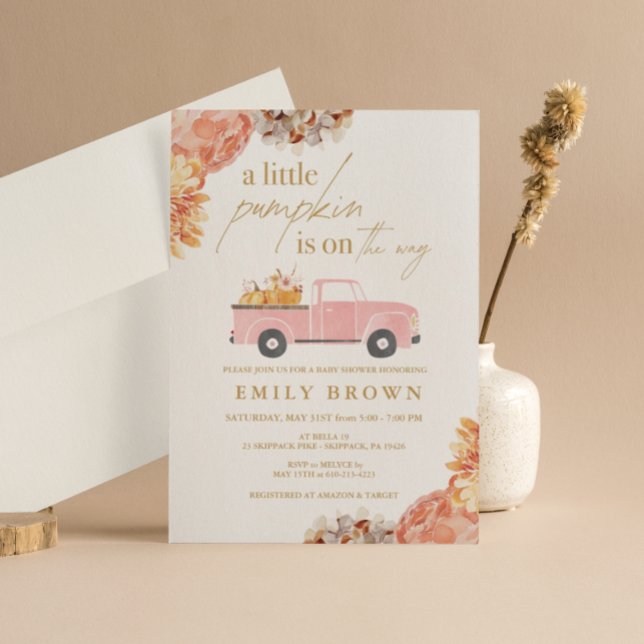 Faire-Part de Baby Shower Fille Petit Citrouille d (Créateur téléchargé)