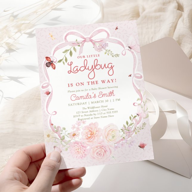 Faire-part de Baby Shower Fille Puceron Floral (Créateur téléchargé)