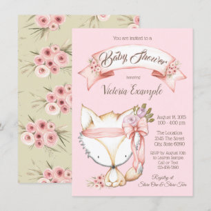 Faire-part de Baby Shower Fille Renardeau de la Fo