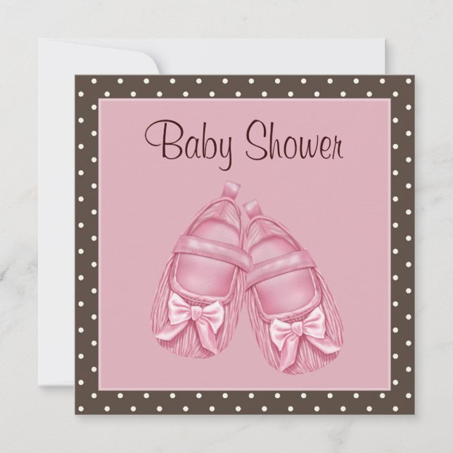 Faire-part de Baby Shower Fille Rose et Marron ave (Devant)