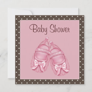 Faire-part de Baby Shower Fille Rose et Marron ave