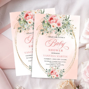 Faire-part de Baby Shower Fille Rose Poudrée Tenda