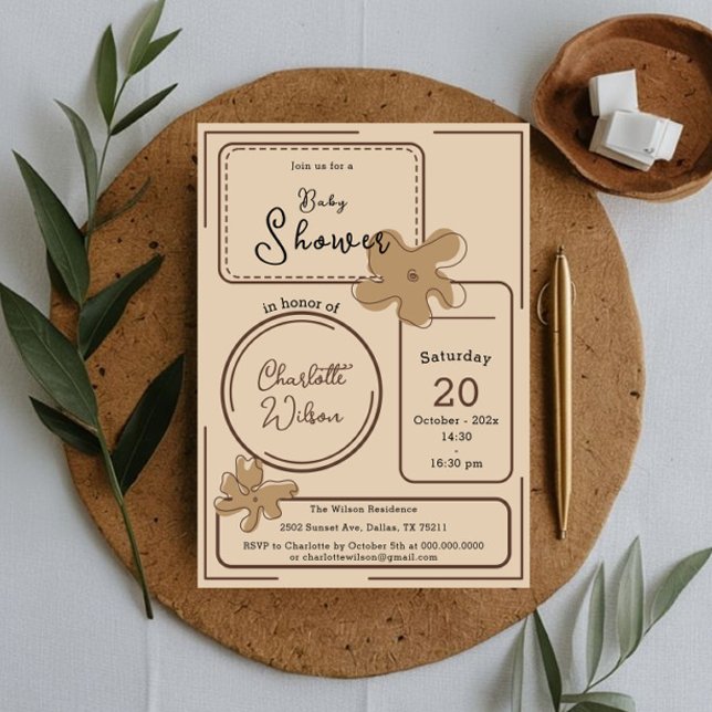 Faire-part de Baby Shower Fleur de Style Minimalis (Créateur téléchargé)