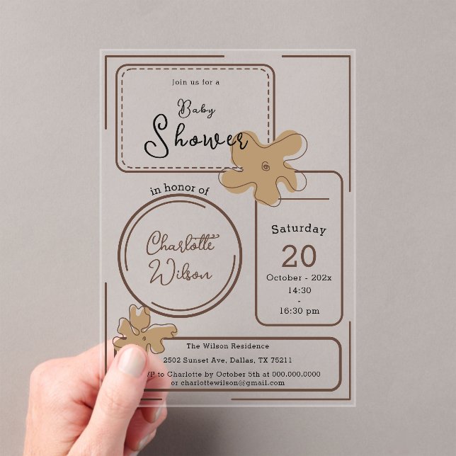 Faire-part de Baby Shower Fleur de Style Minimalis (In situ (ordinateur de poche))