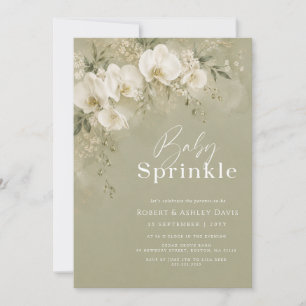 Faire-part de Baby Shower Fleur d'Orchidée Blanche