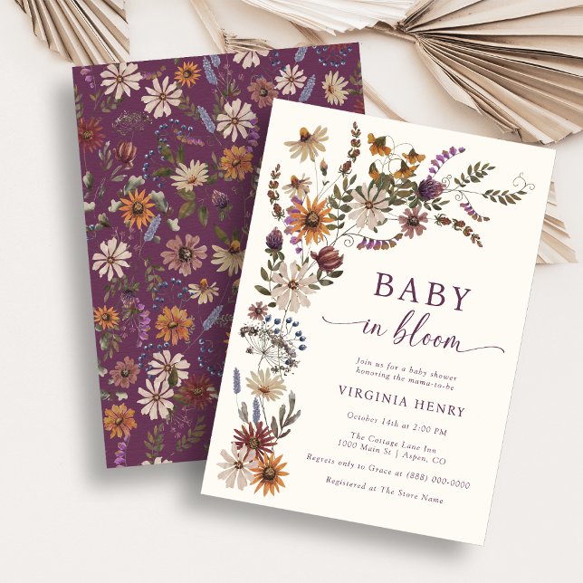 Faire-part de Baby Shower "Fleur en Fleur" (In Bloom Wildflower Baby Shower Invitation
)