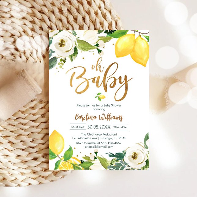 Faire-part de Baby Shower Fleur Lemon Bébé (Créateur téléchargé)
