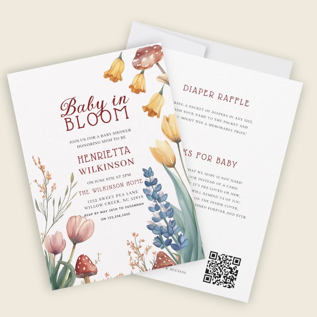 Faire-part de Baby Shower Fleurs de Bébé en Fleur (Créateur téléchargé)