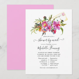 Faire-part de Baby Shower Fleurs de Pivoines Roses