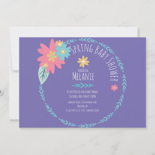 Faire-part de Baby Shower Fleurs de Printemps Cour