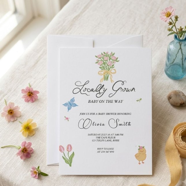 Faire-part de Baby Shower "Fleurs de Printemps Loc (Créateur téléchargé)