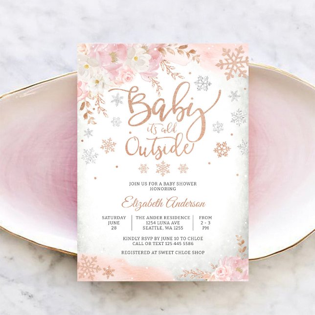 Faire-part de Baby Shower Fleurs d'Hiver (Créateur téléchargé)