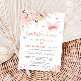 Faire-part de Baby Shower Fleurs Papillon