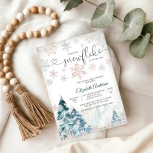 Faire-part de Baby Shower Flocon de Neige d'Hiver