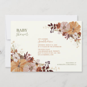 Faire-part de Baby Shower Floral Automnal Rustique
