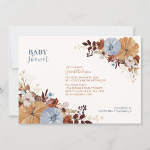 Faire-part de Baby Shower Floral Automnal Rustique