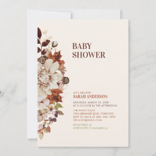 Faire-part de Baby Shower Floral Automne Rustique