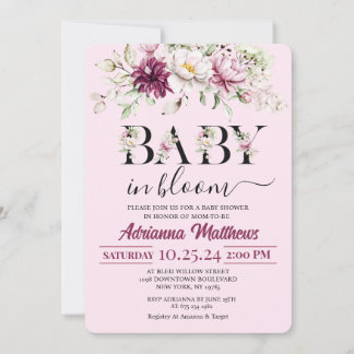 Faire-Part de Baby Shower Floral Baby In Bloom