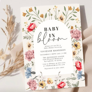Faire-Part de Baby Shower Floral Bébé Vintage en F