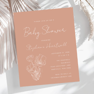 Faire-part de Baby Shower Floral Boho sur fond Ter