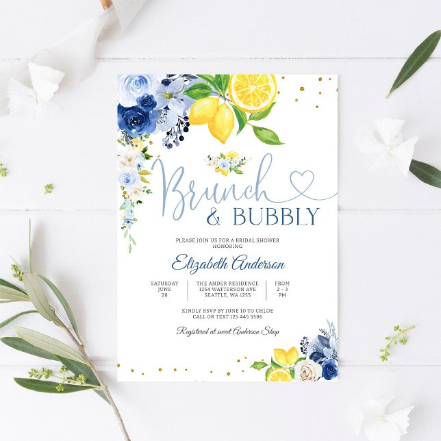 Faire-part de Baby Shower Floral Citron (Créateur téléchargé)