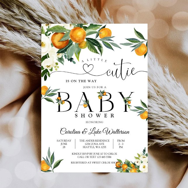 Faire-part de Baby Shower Floral Citronique (Créateur téléchargé)