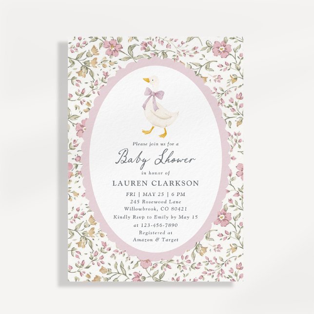 Faire-part de Baby Shower Floral Oie (Créateur téléchargé)