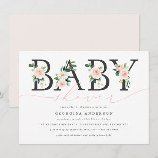 Faire-part de Baby Shower Floral Rose