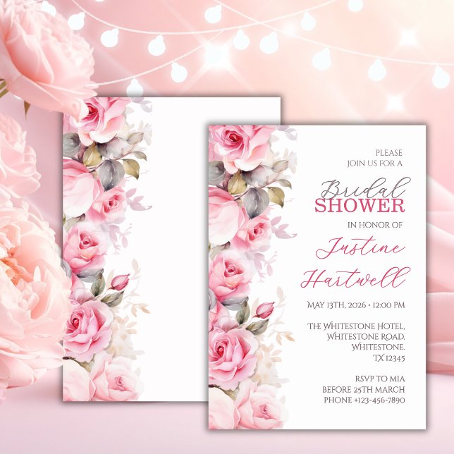 Faire-part de Baby Shower Floral Roses Roses ~ (Créateur téléchargé)